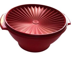 New red Tupperware Servalier Large Salad Bowl